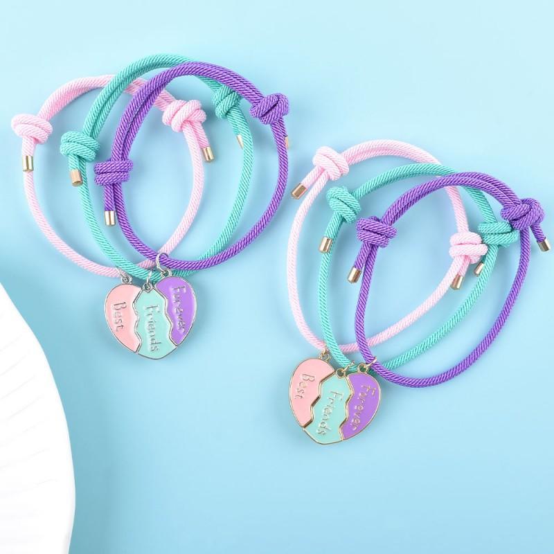 Cross-border New Milan Rope Love Magnetic Splicing Bracelet Simple Fashionable Three-person Best Friend