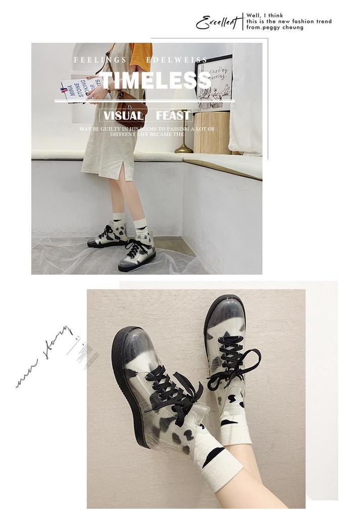 Women's Fashionable Non-Slip Jelly Rain Boots – Comfortable Outdoor Waterproof Shoes with Soft Soles