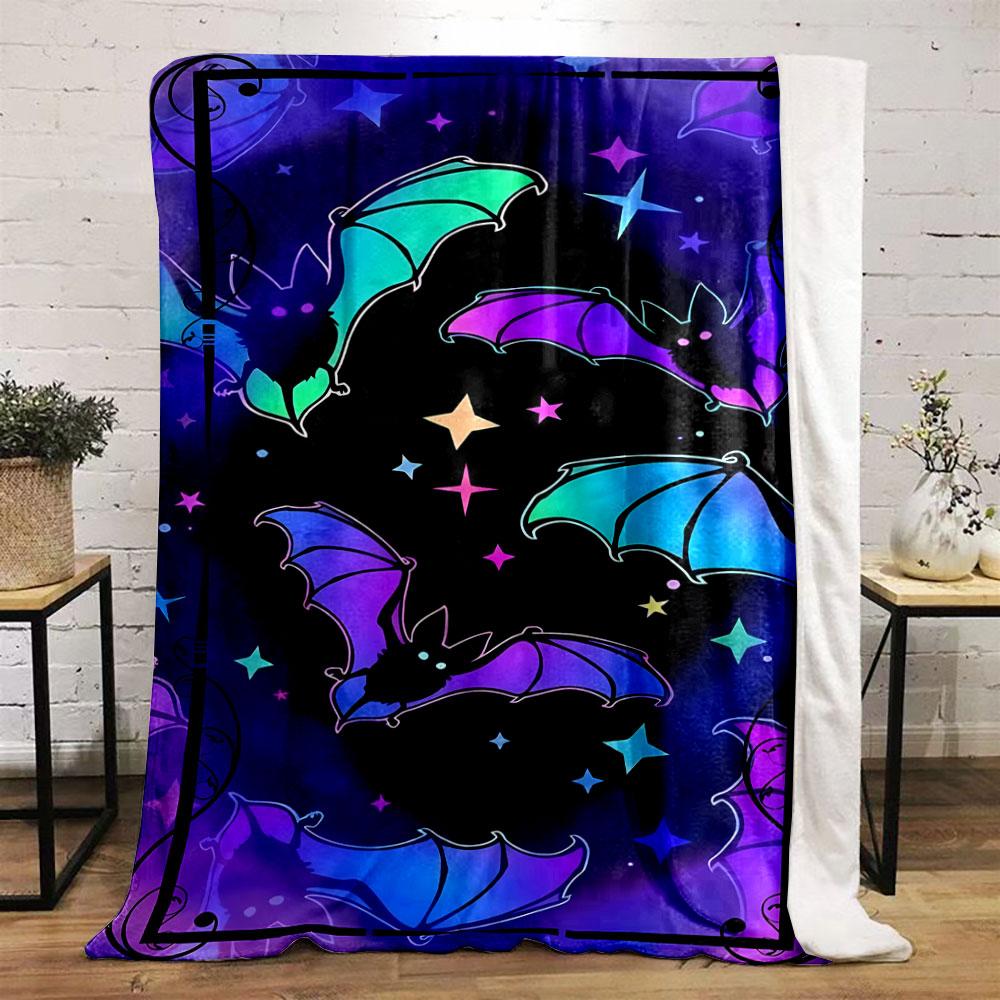 Neon Bats Starry Blanket bedroom Blanket for Livingroom Couch lunch break Soft throw for Friend's festival Gift