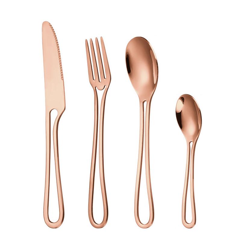 4Pcs/1Set Novelty Dinnerware Tableware Set 304 Stainless Steel Reusable Travel Cutlery Spoon Fork Knife Camping Utensils