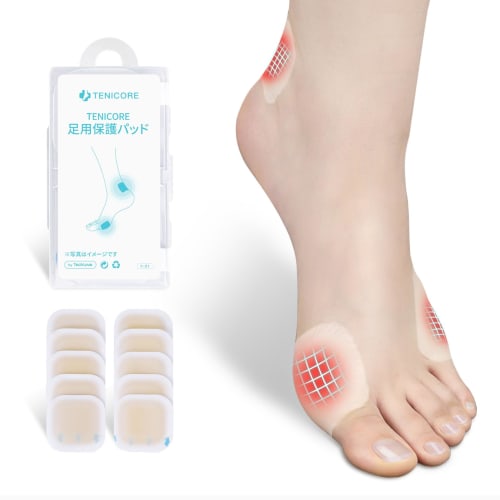 

Tenicore Foot Protective Pads (10 Pads + Case) - Protects the Big Toe, Little Toe, and Sole of the Foot. Also includes blister tape and anti-blister p
