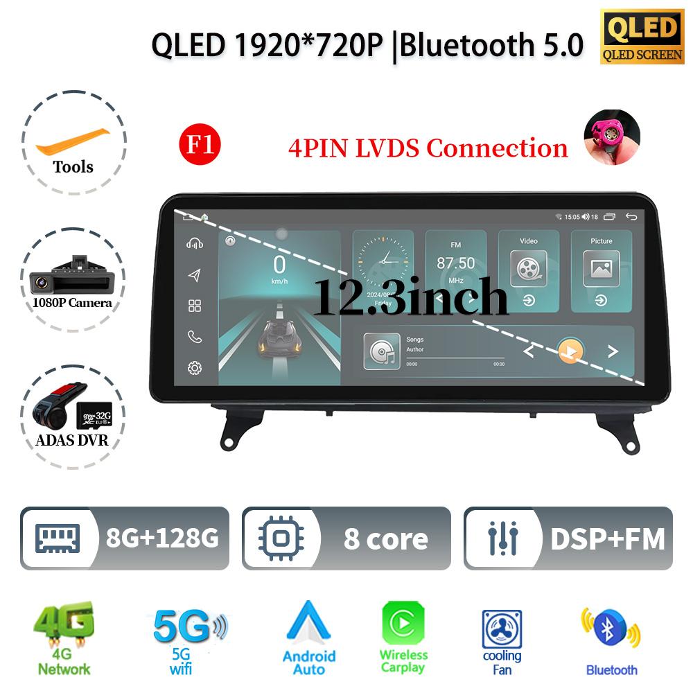12.3" For BMW X5 E70 X6 E71 2007-2012 Android 14 Car Radio Multimedia 4G GPS Navigation Bluetooth Stereo CarPlay Touch Screen