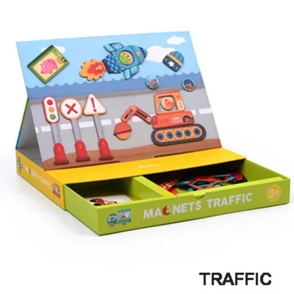 

Mideer Wooden Magnetic traffic geometric Activities Dressing Puzzles Game Set Fun Reusable Stickers Kids Educational Toys чёрный