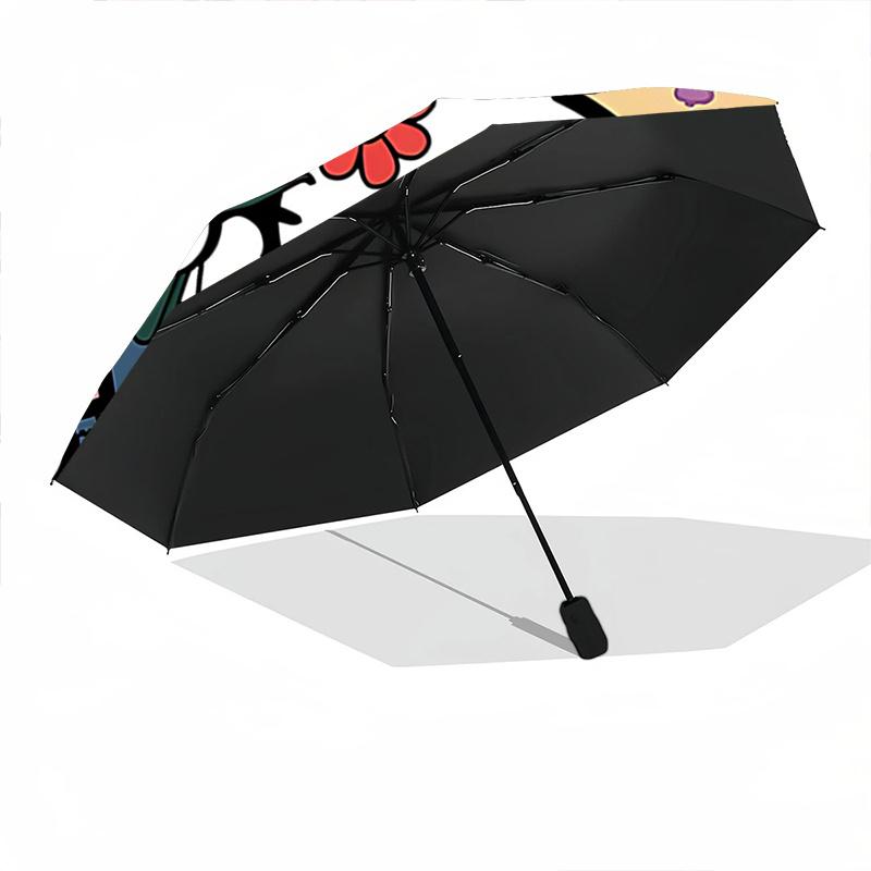 1pc Hello Kitty Happy BruiKity Bouquet with Automatic Open Close Umbrella, Portable Tri-Fold Design, 8-Bone Iron Frame Outdoor Umbrella, Perfect Gift