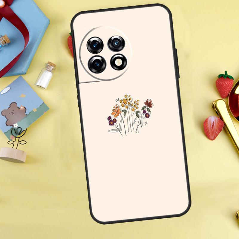 Minimalist Aesthetic Flower Case For OnePlus Nord 5 CE 2 3 4 Lite N20 N30 OnePlus 15 12R 13R 13 12 11 10 10T 13T Cover