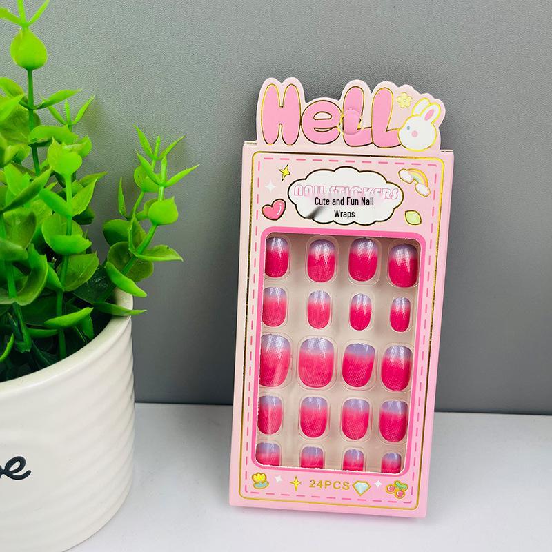 Children's Wearable Custom Nail Stickers - Cute European & American Jelly Glue Fingernail Tips