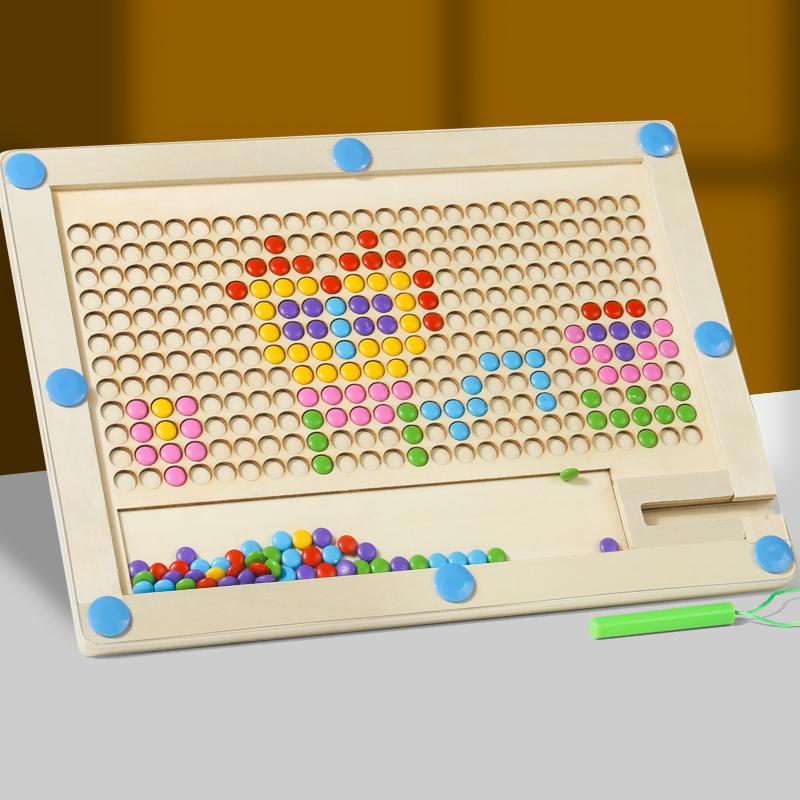 Montessori Magnetic Drawing Board for Toddlers Magnet Beads Maze and Pen Drawing Board Educational Sensory Travel Toys