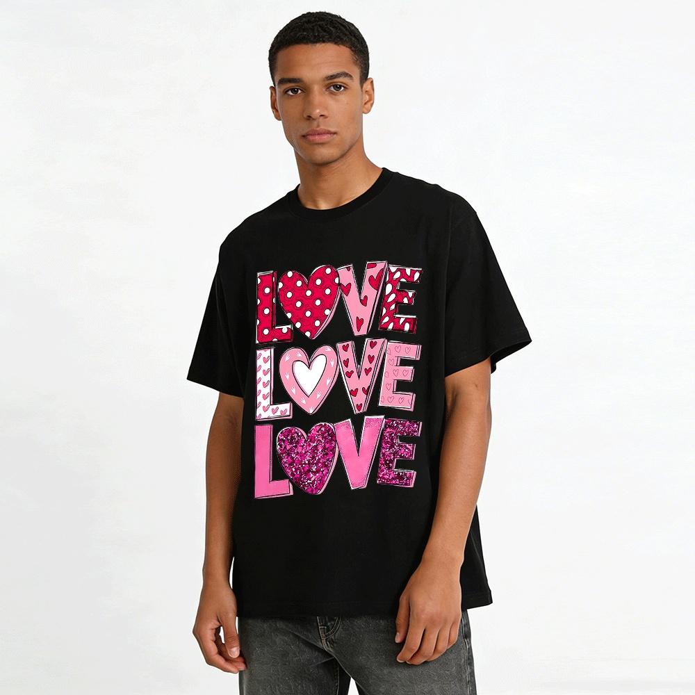 Love Print Casual Top Sweet Style Versatile Loose T-shirt Pure cotton T-shirt