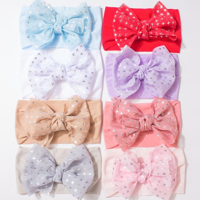 New Baby Fontanelle Headscarf Cute Nylon Bow Baby Headband Comfortable Soft Children's Hair Accessories