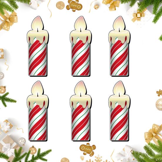 Christmas Yard Sign Outdoor Red White Striped Candle Sign with Stake for Garden Balcony Pathway Walkway Decor