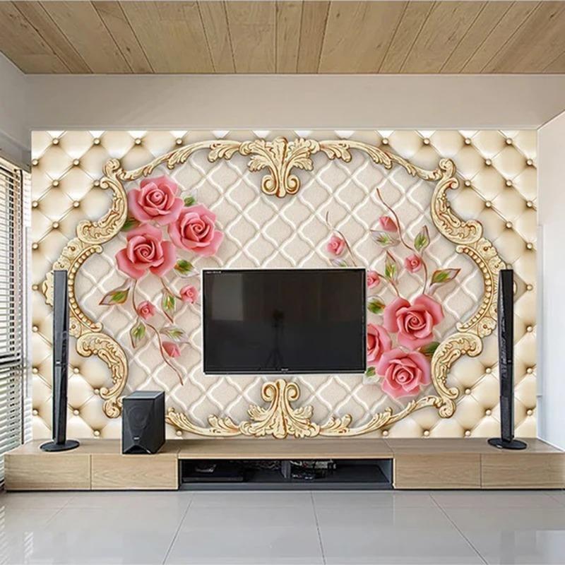 3D Photo Wallpaper For Walls Home Decor 3D Red Rose Flowers Living Room Sofa Bedroom TV Background Wall Mural Wallpaper