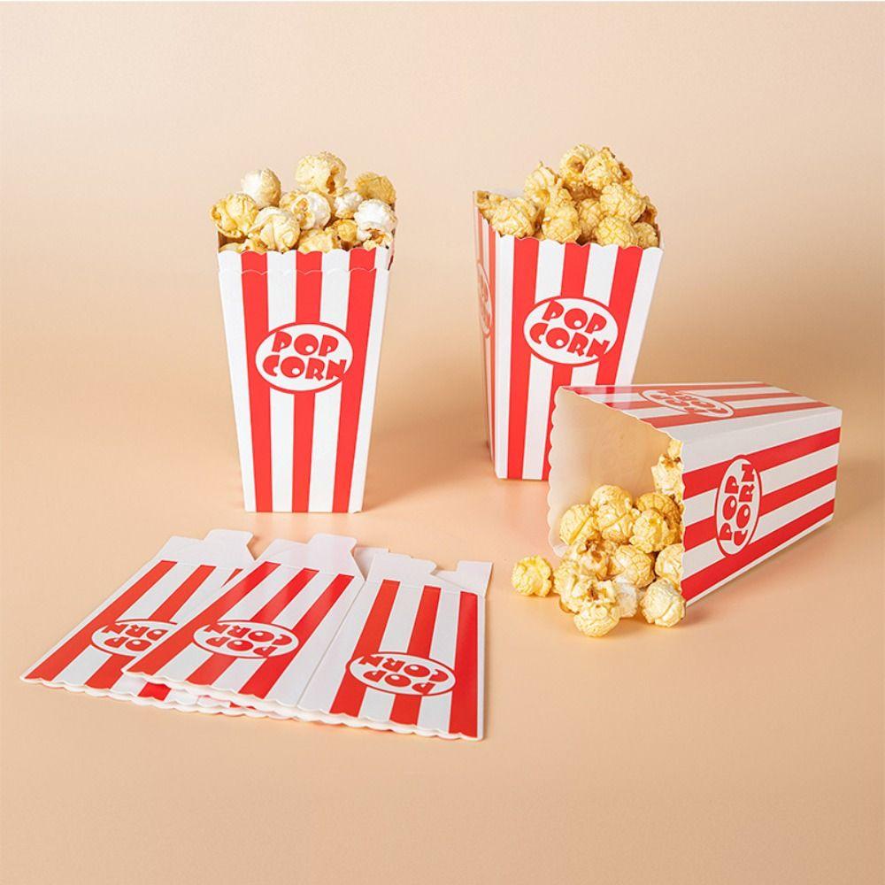 12 Stück Faltpapier Popcorn Gestreifte Tüten DIY Geschenke Snackbehälter Popcorn Papierboxen Babyparty