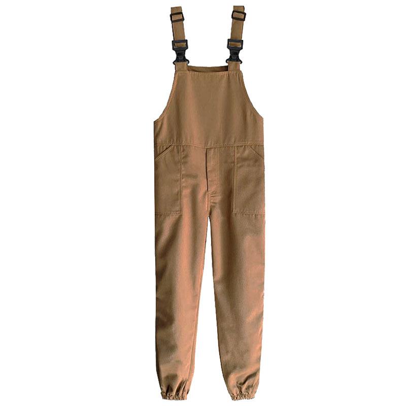 Japanese Fashion Unisex Pure Cotton Multi-Pocket Overalls with Custom Printing