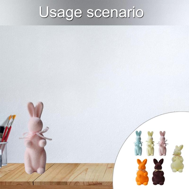 Holiday Decoration Soft Touching Bunnies Figurines Color Option Rabbit Ornament for Home and Party Table Decoration 1PC