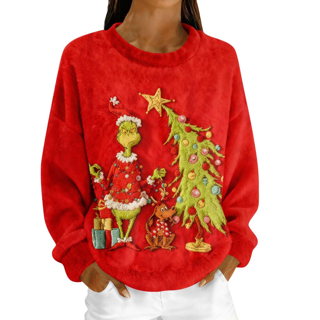 Women's Fleece Hoodie Long-Sleeve Round  Neck Casual Comfortable Loose-Fit Lightweight Women's Hoodie