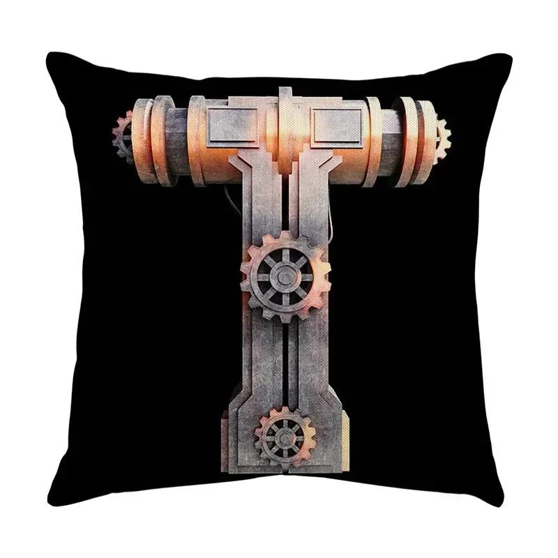 Luxury Home Decor Pillow Cover Car Living Room Sofa Cushion Cover Mechanical Style Letter Pattern Cushion Cover