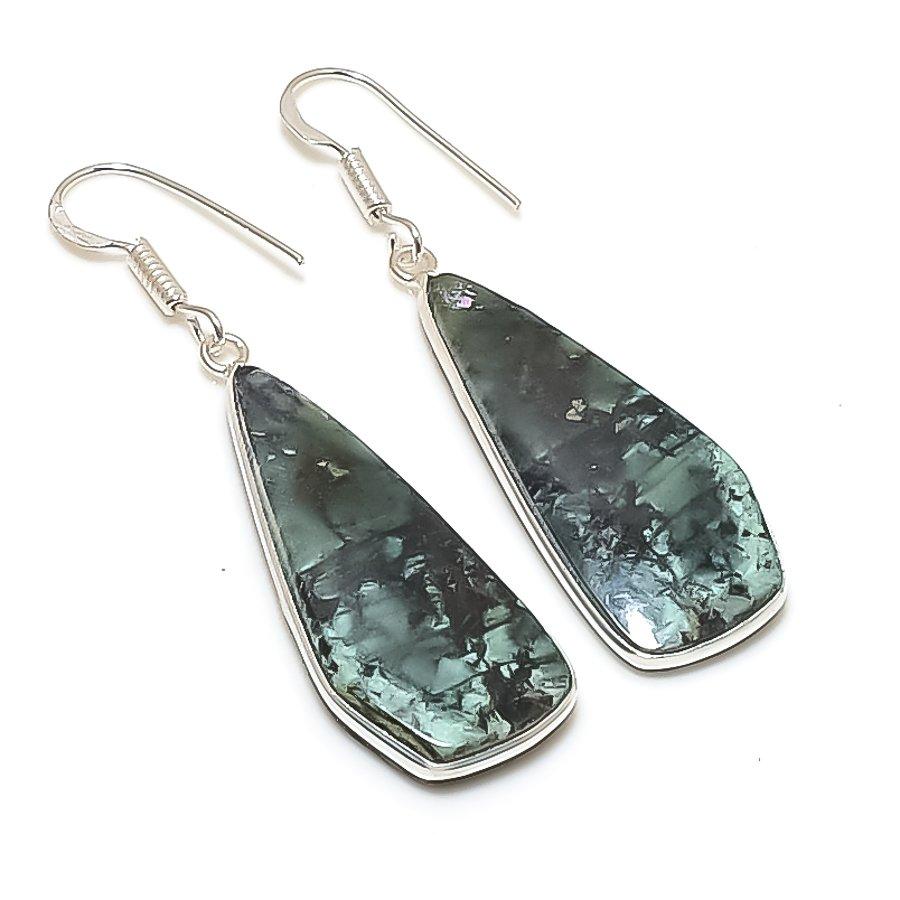 Natural Tibetan Turquoise 925 Sterling Silver Jewelry Earring 2.17  AE-12101