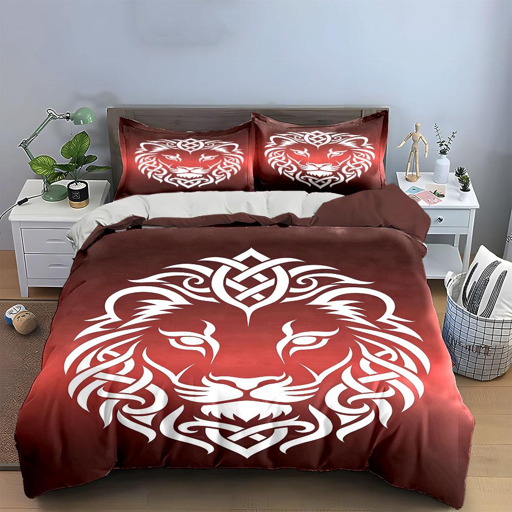 White Lion Head Design. Bedding Sets Duvet Cover Sets Duvet Covers Pillowcases(1 * Duvet Cover 2 * Pillowcases, Without Duvet Insert)