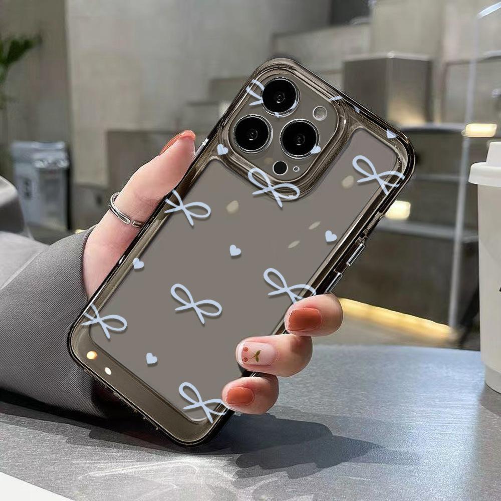 Applicable to iPhone17Pro blue little love bow space phone case Apple 16 transparent 15/14 generation