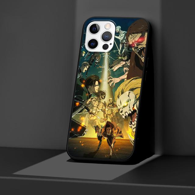 Pouzdro Attack On Titan Anime pro Iphone 14 11 13 Pro Max 12 Mini Xr 7 8 Plus Se 2020 Xs 6 6s + Coque Black měkký obal na telefon