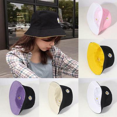 Frauen Sommer Mode Paare doppelseitige Daisy Hut Stickerei Sommer dünne Kappe Sonne Kappe Drendy Stil