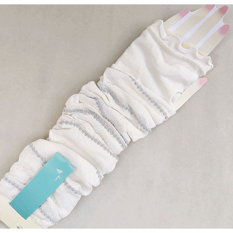 

Summer Women Sun Protection Foreign Trade Breathable Open Finger Lace Hose Gloves Multi-Style Travel Riding Sun Protection Oversleeve Vertical Shallot: White One size