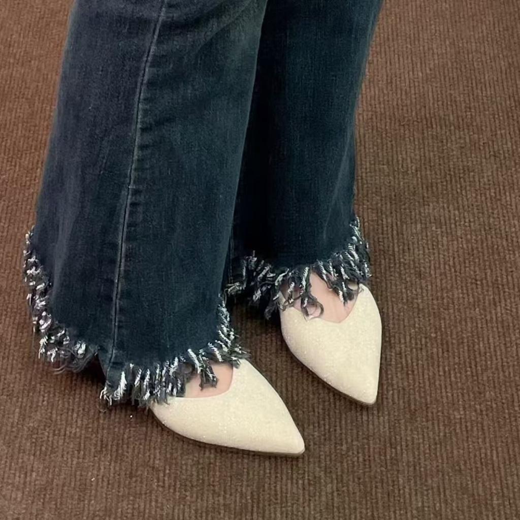 Fashion single shoes, shallow mouth fine heel temperament, professional women's shoes 2025 spring and summer new commuter flat heel women's sing