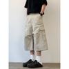 JOYZONE summer American retro tooling multi-pocket shorts pure cotton men's and women's loose wide-leg cropped pants trendy brand