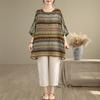 Oversized Vintage Stripe Floral Casual Loose Long T Shirt Tops Women Summer T-shirt