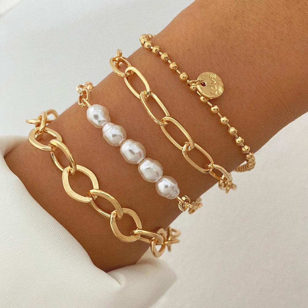 Retro Thick Chain Personalized Bracelet Mixed and Matched Open Bracelet Bracelet Bracelet Stacked Wearing Wind Set Bracelet