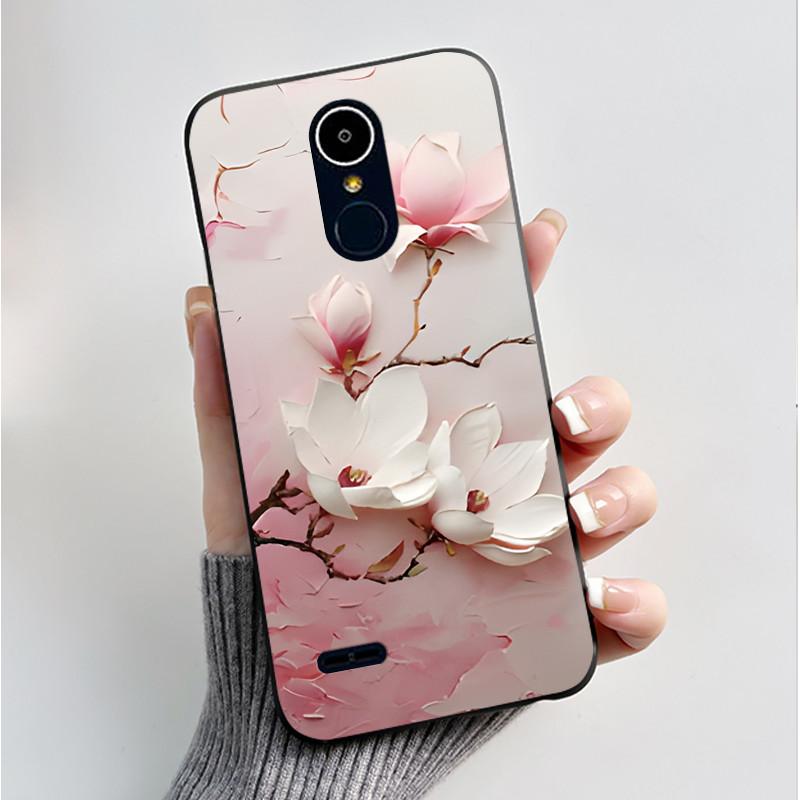 Hülle Für LG K8 2017/LG K8 2018/LG K9 2018 Weiches Silikon Schwarzes Gehäuse Für LG K10 2016/LG K10 2017 Hülle Niedliche Blume Cartoon Hülle