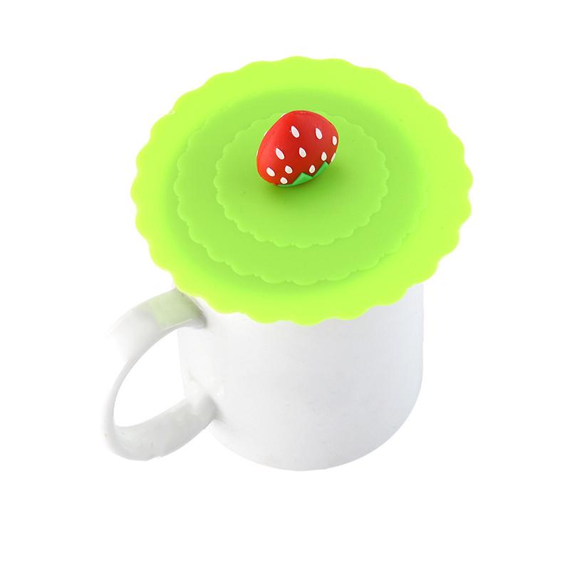 Good Lid Cap Silicone Soft Fruit Fashion Glass Cup Cover Coffee Mug Cute Suction Seal Bowknot 1pc New Strawberry Cup Cover