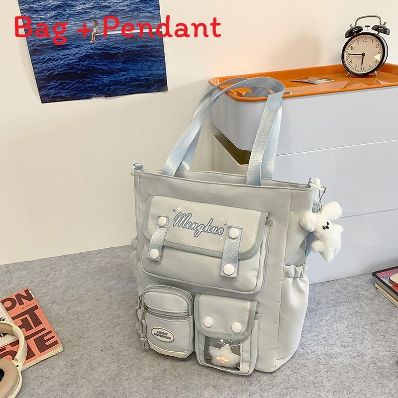 Nylon School Backpack For Students With Design And Letter Pattern For Campus Use