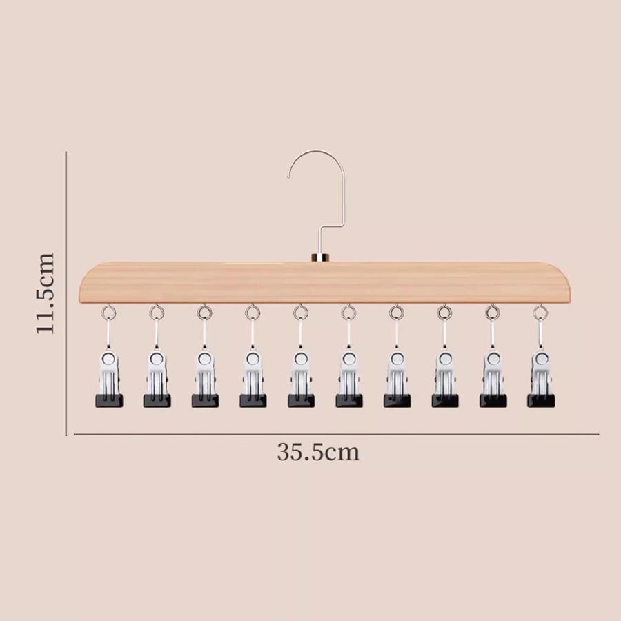 1PCS Solid Wooden Trouser Clip Home Closet Stainless Hat Skirt Storage Rotatable Multi-Clip Student Dormitory Storage Clip