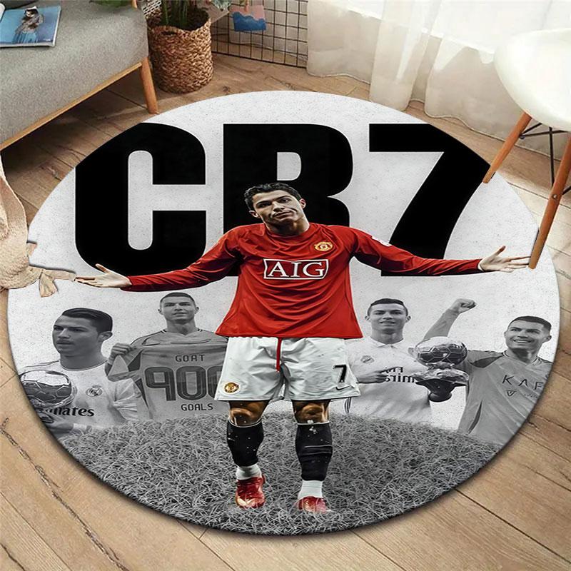 CR7 Round Area Rug,Carpet Rug for Living Room Bedroom Sofa Playroom Decor,Non-slip Floor Mat