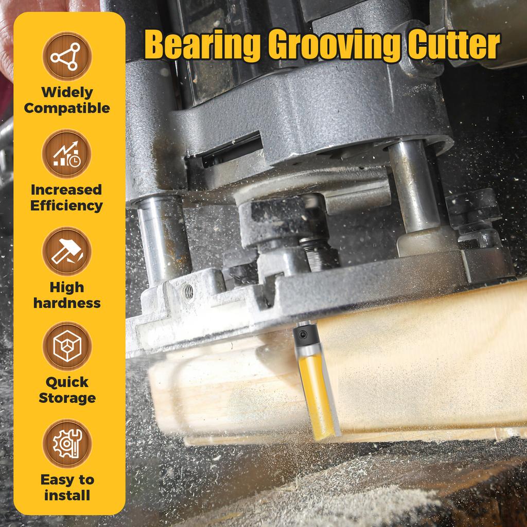 4 Stück 1/4"-Schaft Lager Gerader Nutfräser Kopierfräser Linienfräser Trimmmaschine Fräser Holzbearbeitungswerkzeuge