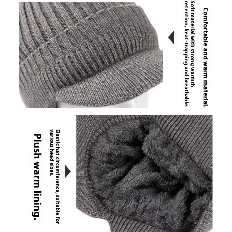 Winter Ear Flap Hat with Visor for Men and Women, Windproof Thermal Ski Cap for Outdoor Activities, Cold Weather Beanie with Ear Protection