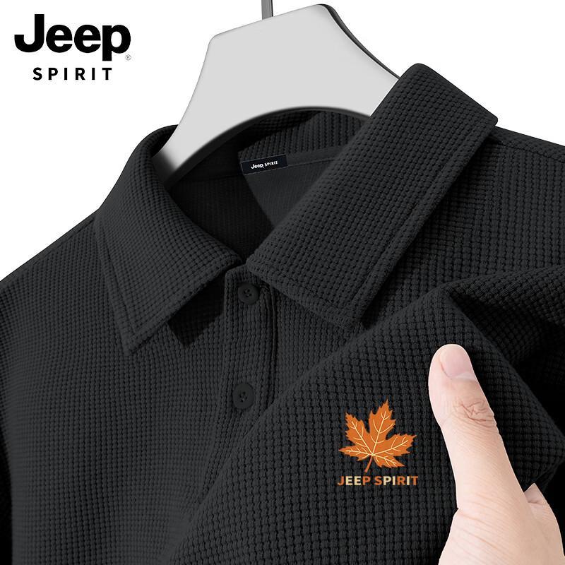 JEEP SPIRIT Men s Waffle Knit Short-Sleeve Polo Shirt L