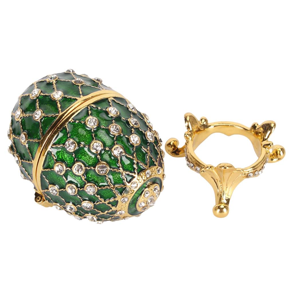 Egg Trinket Box Zinc Alloy Sparkling Rhinestone Exquisite Elegant Metal Jewelry Box for Family Storage