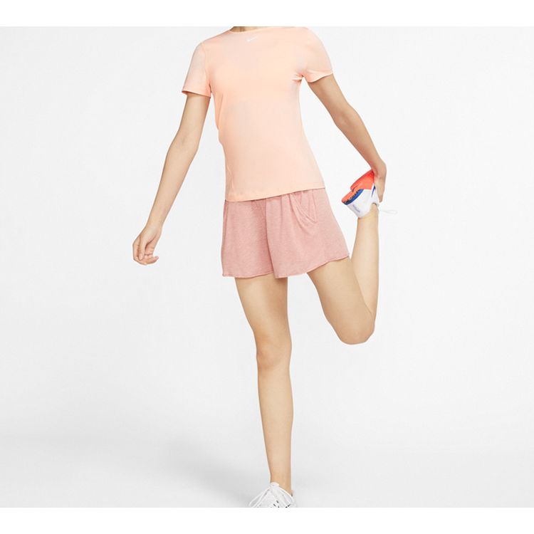 Nike Pro Mesh Training Top Short Sleeve T-Shirt Women Tops Pink AO9952-664