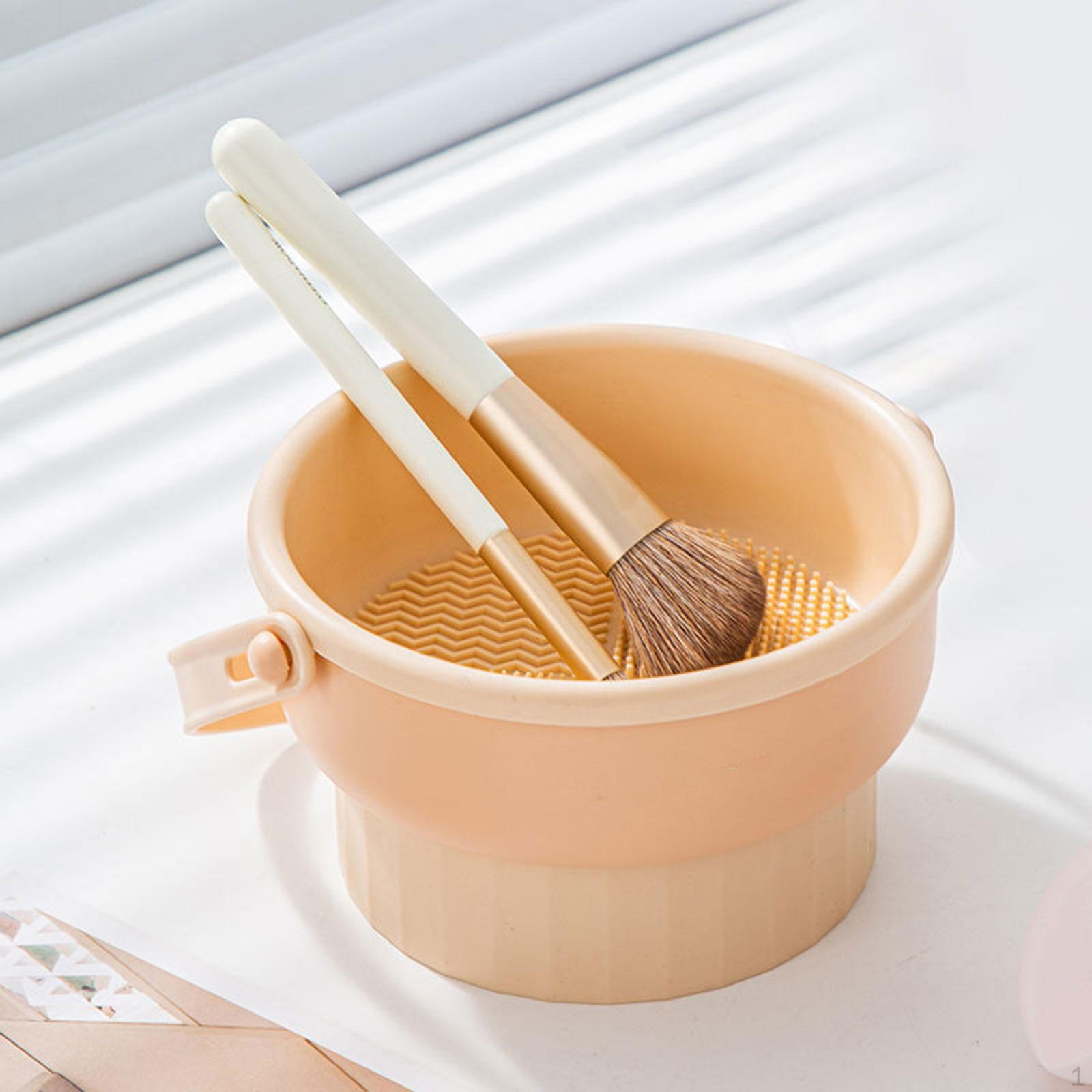 

Cleaning Makeup Brush Powder Storage Box Portable Washing Tool