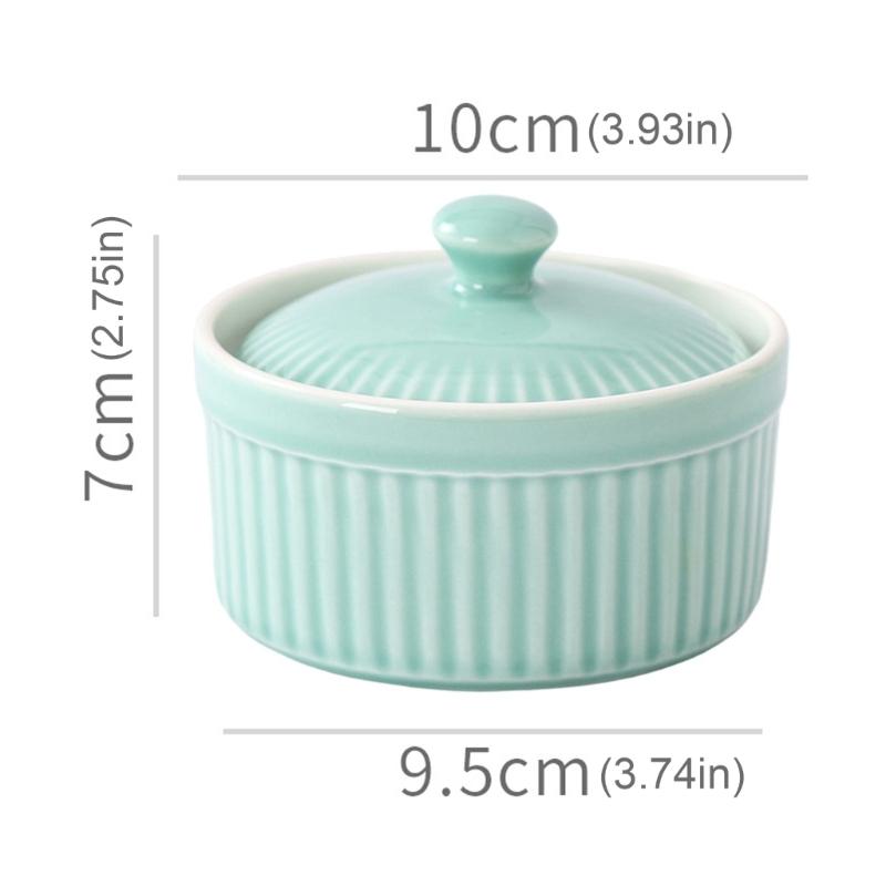 Piccola Casseruola in Ceramica con Coperchio Porcellana Ramequin Perfetta Per Porzioni Individuali di Zuppe Budini O Cibo per Bambini