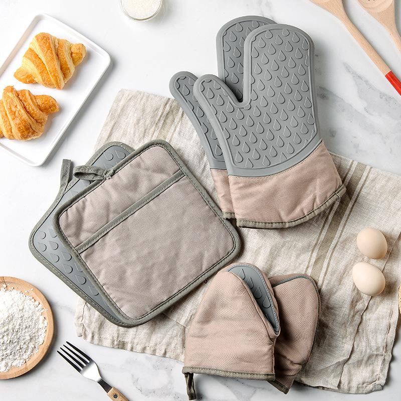 Water Drops Microwave Oven Insulated Gloves Kitchen Baking Cotton Thick Hand Clip Hand Tray