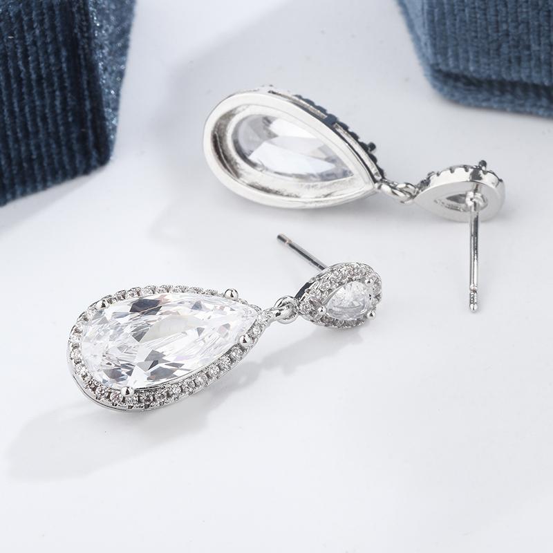 Classic Earrings for Women Stylish Shiny Zircon Water Drop Shaped Earrings Exquisite Party Jewelry Wedding Earrings