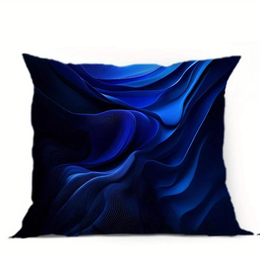Blaues geometrisches Satin-Kissenbezug, Kissenbezug ultraweiches Polyester-Material Wohnzimmer Sofa Rücken Auto Kissenbezug Dekoration