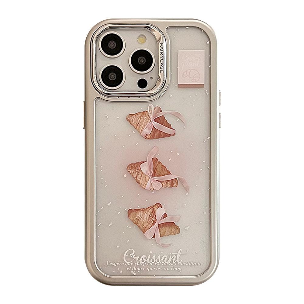 Ins Wind Croissant IPhone 16pro Max Apple Phone Case 14 Acrylic Anti Fall 15 Suitable for 13 Sweet