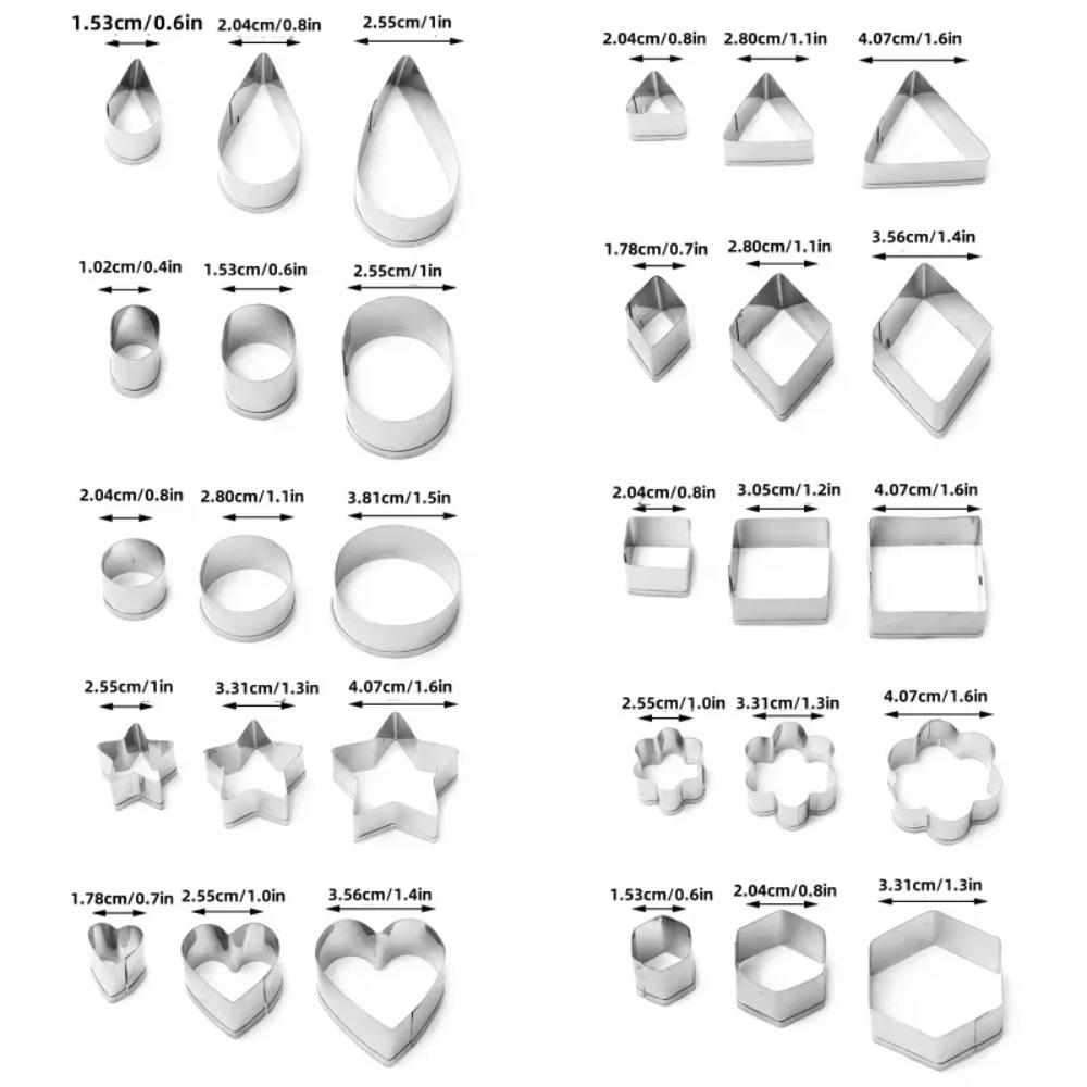 24/30pcs Stainless Steel Geometric Shapes Cookie Cutter Set Rust-proof Biscuit Mold  Kitchen