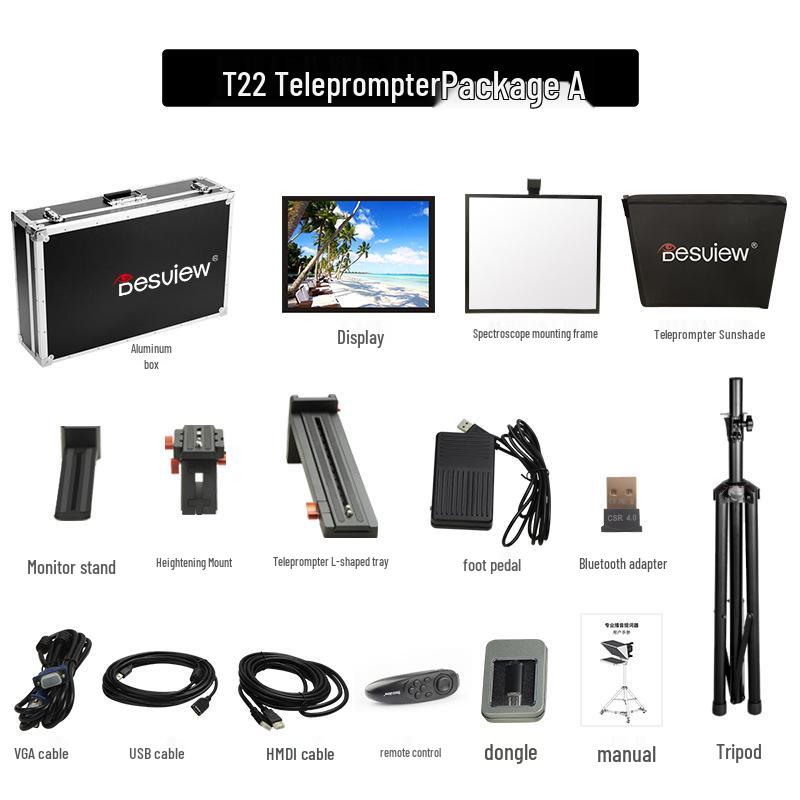Baishiyue T20 Teleprompter: Large Screen for Live Broadcast, Recording, Speech, and Streaming.