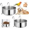 Hanging Stainless Pet Bowls with Hooks, 2 Pack, One Size 10 and One Size 12