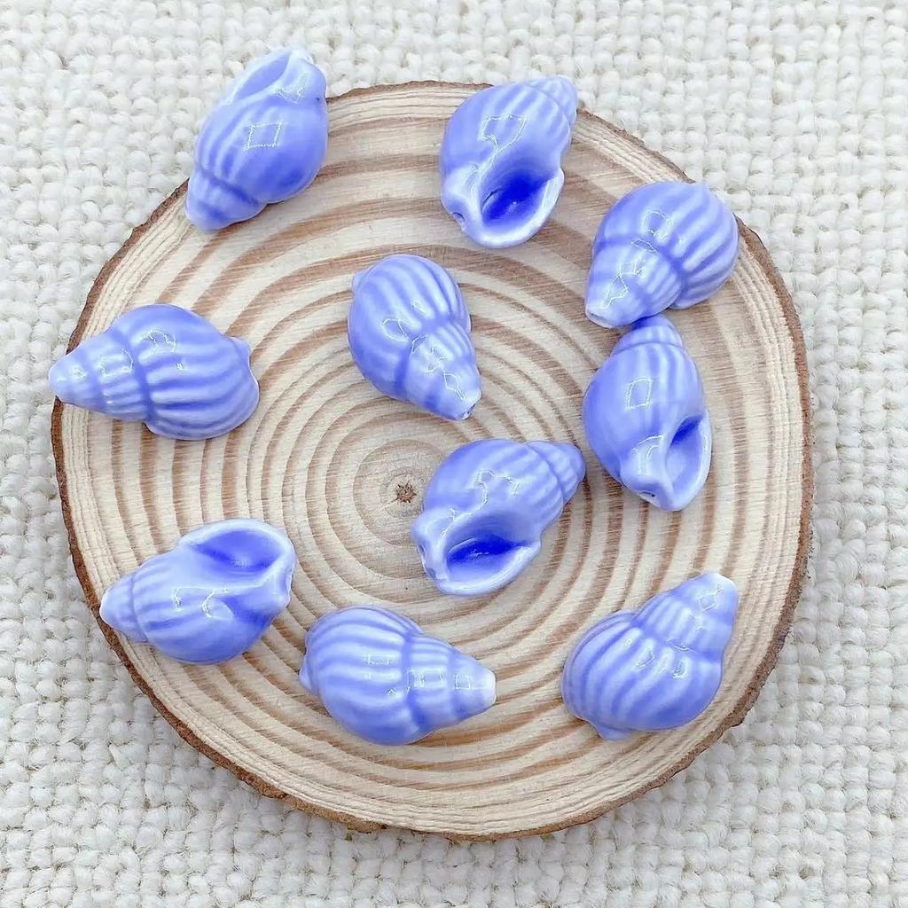 DW43 10Pcs Fashion Conch Shape Good-looking Ceramic Porcelain Beads DIY Handmade Pendant Bracelet Necklace Accessories Jewelry